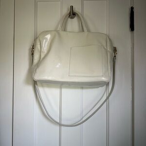 Elegant White Leather Tote Bag